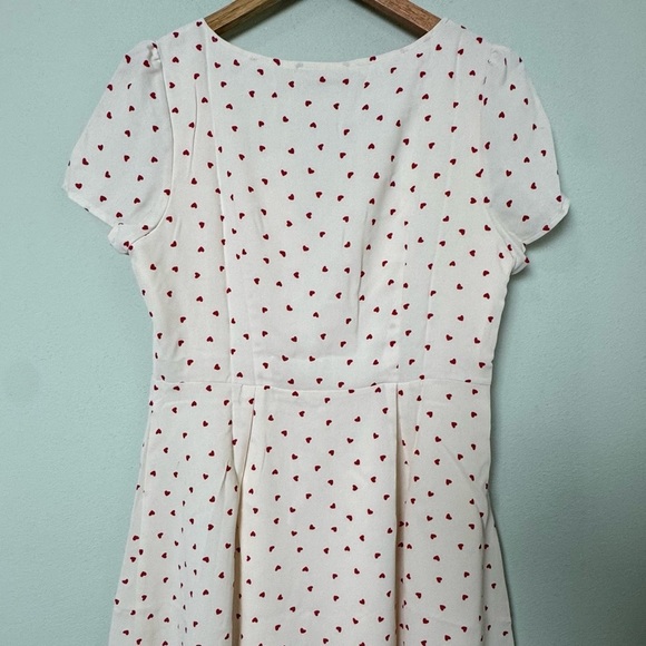 NWT Allegra K Dainty Heart Pattern Square Neck Short Sleeve Fit & Flare Dress - Picture 10 of 10